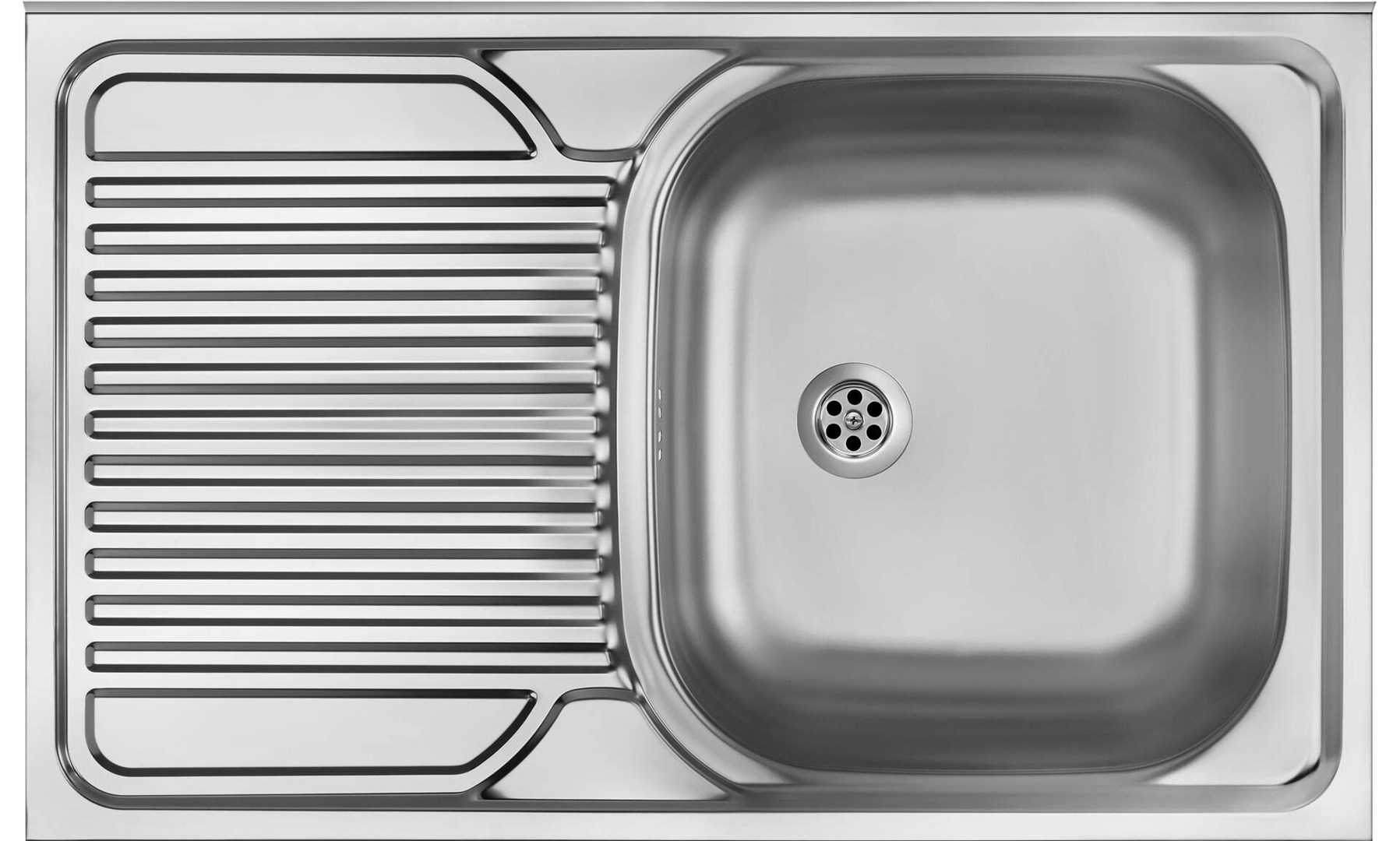 1-bowl steel sink with drainer on the left side - overlay 1-bowl steel sink with drainer on the left side - overlay