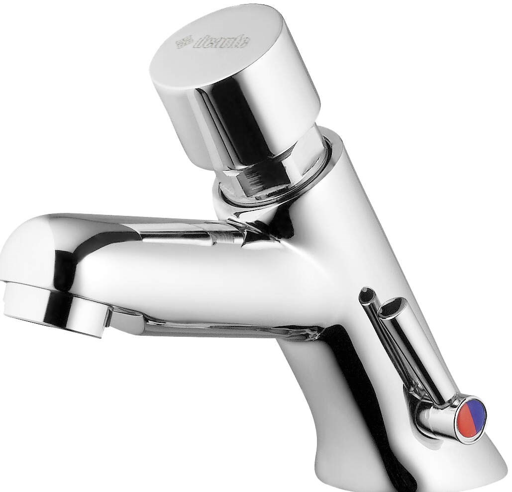 Timed washbasin mixer with temperature control Timed washbasin mixer with temperature control