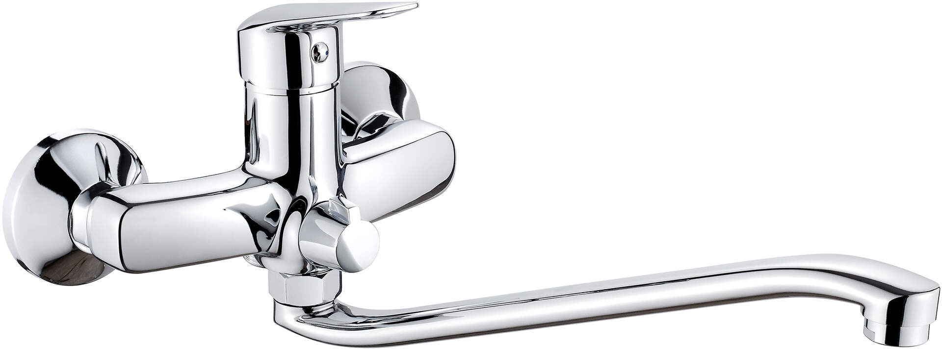 Wall-mounted washbasin mixer with extended spout - hose connection Wall-mounted washbasin mixer with extended spout - hose connection