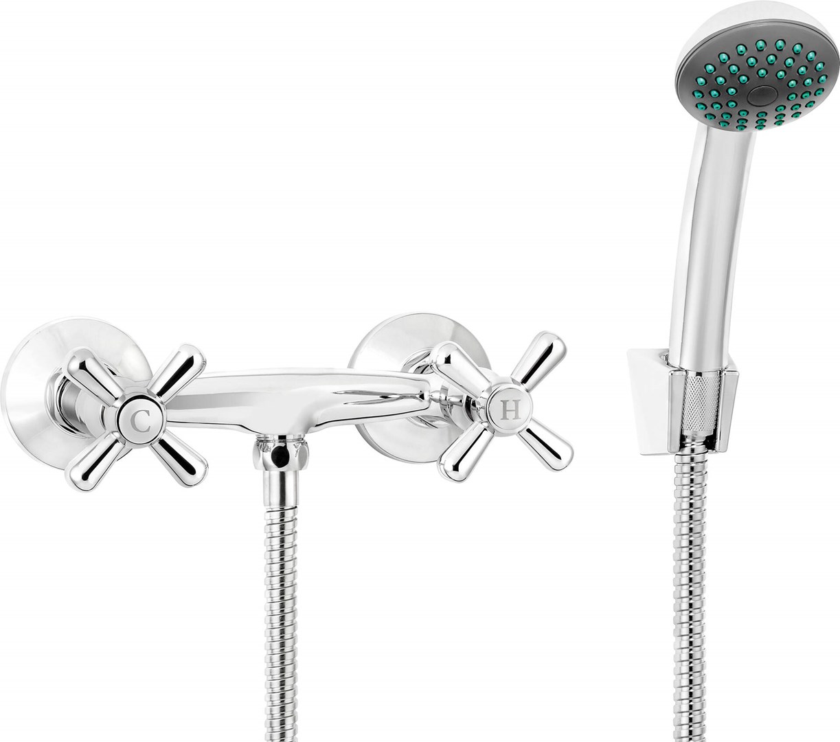 Wall-mounted shower faucet with shower set Wall-mounted shower faucet with shower set