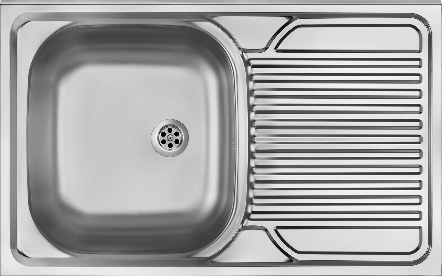 1-bowl steel sink with drainer on the right side - overlay 1-bowl steel sink with drainer on the right side - overlay