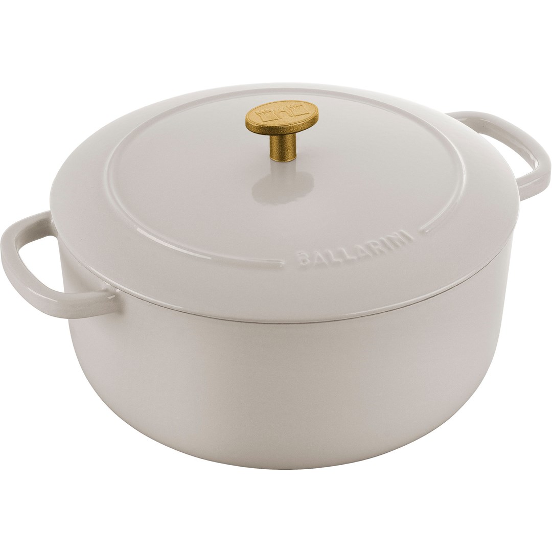 Ballarini Bellamonte Round Cast Iron Pot - 4 ltr, Ivory Ballarini Bellamonte Round Cast Iron Pot - 4 ltr, Ivory