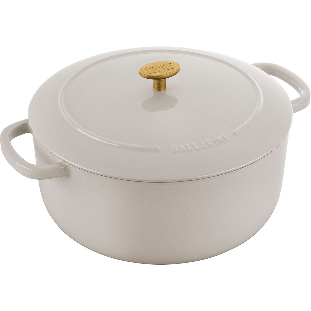 Ballarini Bellamonte round cast iron pot - 7 ltr, Ivory Ballarini Bellamonte round cast iron pot - 7 ltr, Ivory