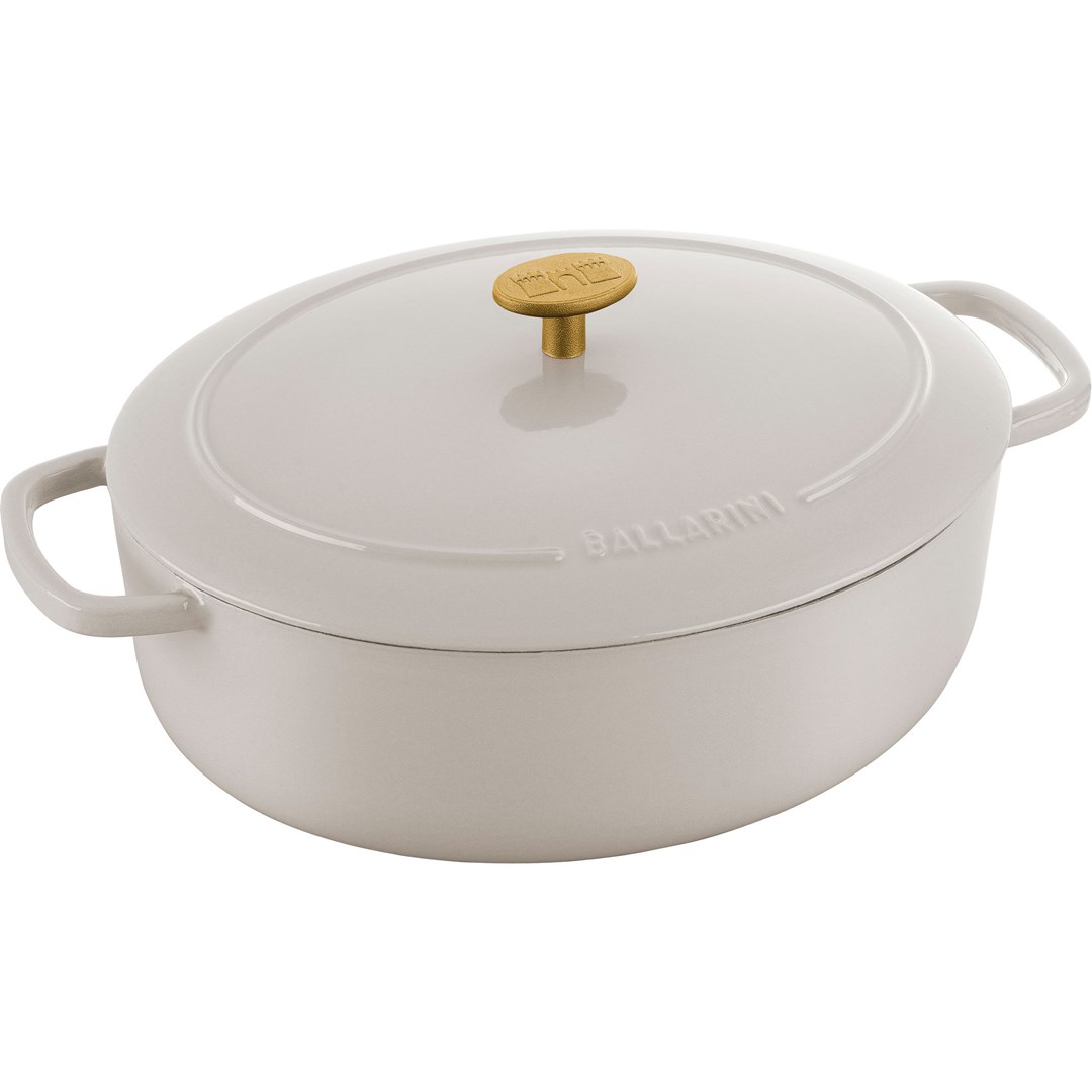 BALLARINI BELLAMONTE Oval cast iron pot 4.5 ltr, ivory BALLARINI BELLAMONTE Oval cast iron pot 4.5 ltr, ivory