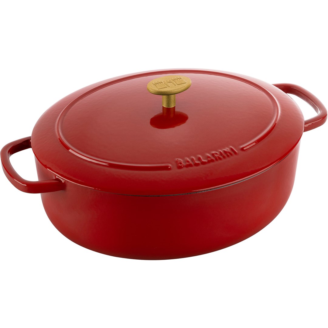 Ballarini Bellamonte Oval Cast Iron Casserole - 4.5 ltr, Red Ballarini Bellamonte Oval Cast Iron Casserole - 4.5 ltr, Red