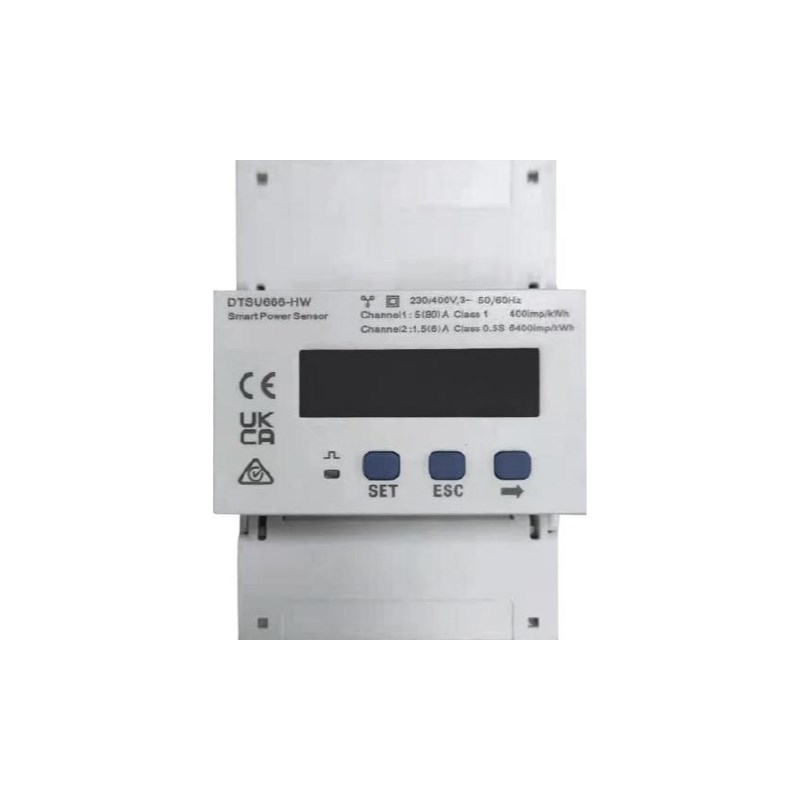 DTSU666-HW/YDS60-80 Energy Meter, 3-Phase, 3p4w; LCD display; direct measurement up to 80A or semi-indirect measurement with transformers with 5A or 1A secondary current (not included); RS485 communication; TH rail mounting, switchgear depth >80mm DTSU666-HW/YDS60-80 Energy Meter, 3-Phase, 3p4w; LCD display; direct measurement up to 80A or semi-indirect measurement with transformers with 5A or 1A secondary current (not included); RS485 communication; TH rail mounting, switchgear depth >80mm