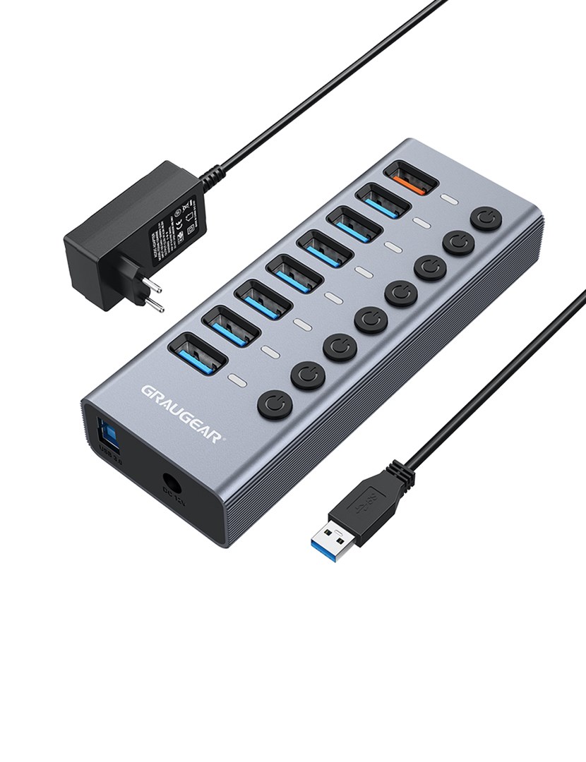 GRAUGEAR G-HUB71-A interface hub USB 3.2 Gen 1 (3.1 Gen 1) Type-A 5000 Mbit/s GRAUGEAR G-HUB71-A interface hub USB 3.2 Gen 1 (3.1 Gen 1) Type-A 5000 Mbit/s
