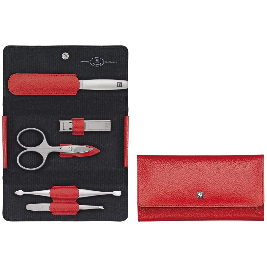 Zwilling Twinox Manicure Set – 5 pcs Leather Pouch - Red Zwilling Twinox Manicure Set – 5 pcs Leather Pouch - Red