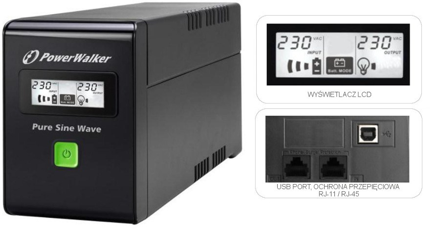 PowerWalker VI 600 SW FR Line-Interactive 0.6 kVA 360 W 2 AC outlet(s) PowerWalker VI 600 SW FR Line-Interactive 0.6 kVA 360 W 2 AC outlet(s)