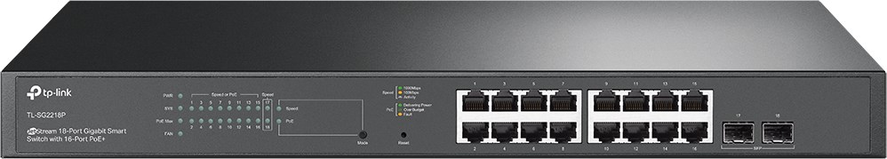 TP-Link Omada 18-Port Gigabit Smart Switch with 16-Port PoE+ TP-Link Omada 18-Port Gigabit Smart Switch with 16-Port PoE+