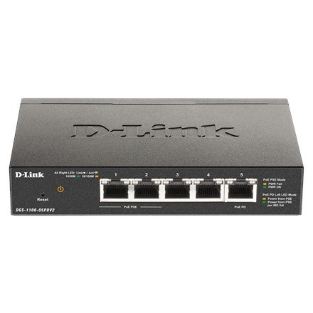 D-Link 5-Port Gigabit PoE Smart Managed Switch with 1 PD port D-Link 5-Port Gigabit PoE Smart Managed Switch with 1 PD port