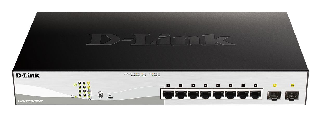 D-Link DGS-1210-10MP Managed L2 Gigabit Ethernet (10/100/1000) Power over Ethernet (PoE) Black, Grey D-Link DGS-1210-10MP Managed L2 Gigabit Ethernet (10/100/1000) Power over Ethernet (PoE) Black, Grey