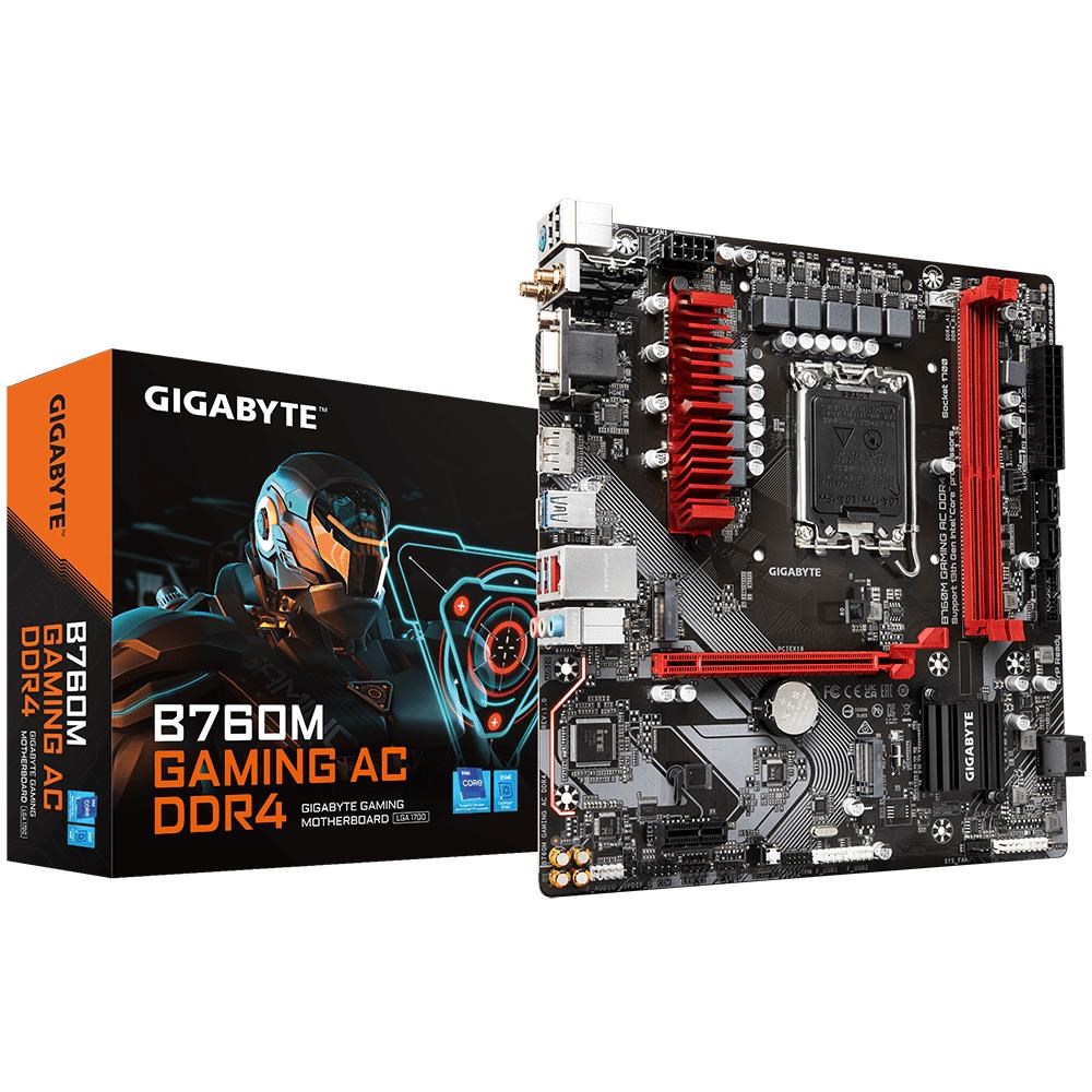 GIGABYTE B760M GAMING AC DDR4 Motherboard - Supports Intel Core 14th CPUs, 6+2+1 Phases Digital VRM, up to 5333MHz DDR4 (OC), 2xPCIe 4.0 M.2, Wi-Fi 802.11ac, 2.5GbE LAN, USB 3.2 Gen 1 GIGABYTE B760M GAMING AC DDR4 Motherboard - Supports Intel Core 14th CPUs, 6+2+1 Phases Digital VRM, up to 5333MHz DDR4 (OC), 2xPCIe 4.0 M.2, Wi-Fi 802.11ac, 2.5GbE LAN, USB 3.2 Gen 1