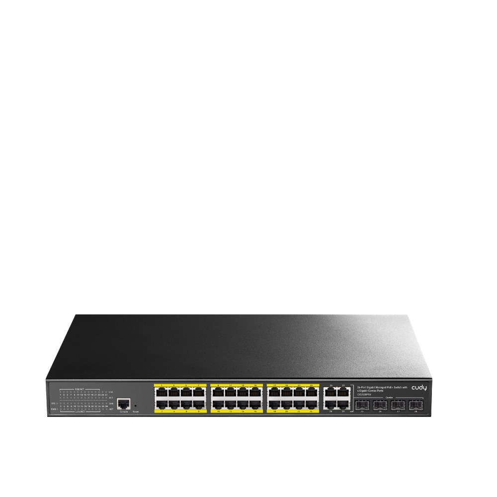 Cudy GS2028PS4 Managed L2 Gigabit Ethernet (10/100/1000) Power over Ethernet (PoE) 1U Black Cudy GS2028PS4 Managed L2 Gigabit Ethernet (10/100/1000) Power over Ethernet (PoE) 1U Black