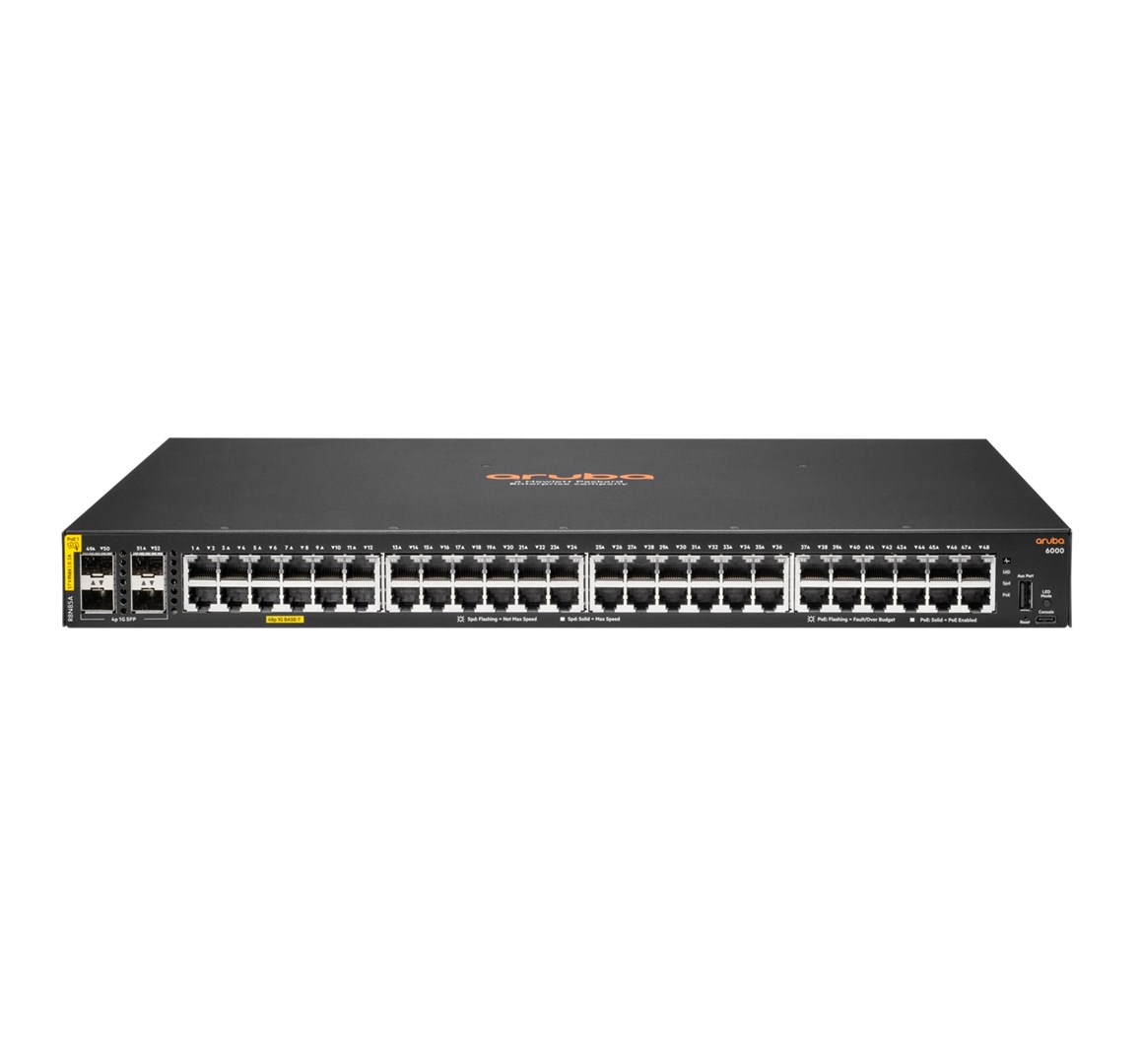 HPE Aruba Networking CX 6000 48G Class4 PoE 4SFP 370W Switch HPE Aruba Networking CX 6000 48G Class4 PoE 4SFP 370W Switch