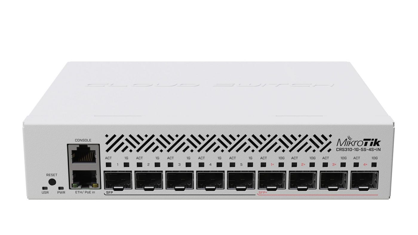 Mikrotik CRS310-1G-5S-4S+IN network switch Managed L3 Power over Ethernet (PoE) 1U Mikrotik CRS310-1G-5S-4S+IN network switch Managed L3 Power over Ethernet (PoE) 1U