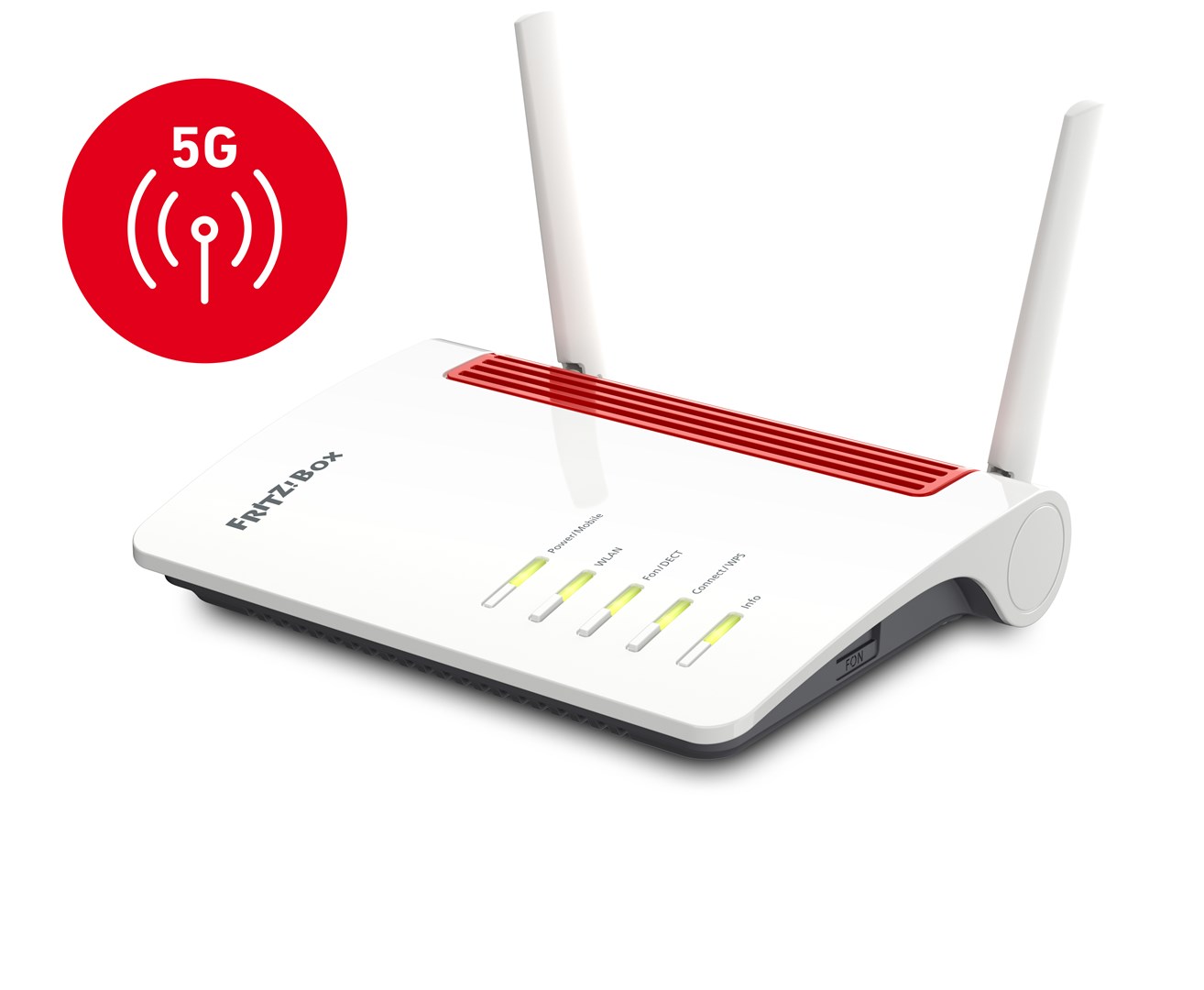 Box FRITZ! 6850 5G wireless router Gigabit Ethernet Dual-band (2.4 GHz / 5 GHz) Black, Red, White Box FRITZ! 6850 5G wireless router Gigabit Ethernet Dual-band (2.4 GHz / 5 GHz) Black, Red, White