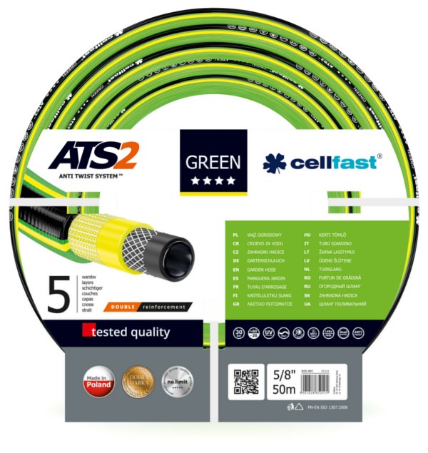 CELLFAST GARDEN HOSE GREEN ATS2 SIZE: 5/8" LENGTH: 50m CELLFAST GARDEN HOSE GREEN ATS2 SIZE: 5/8" LENGTH: 50m