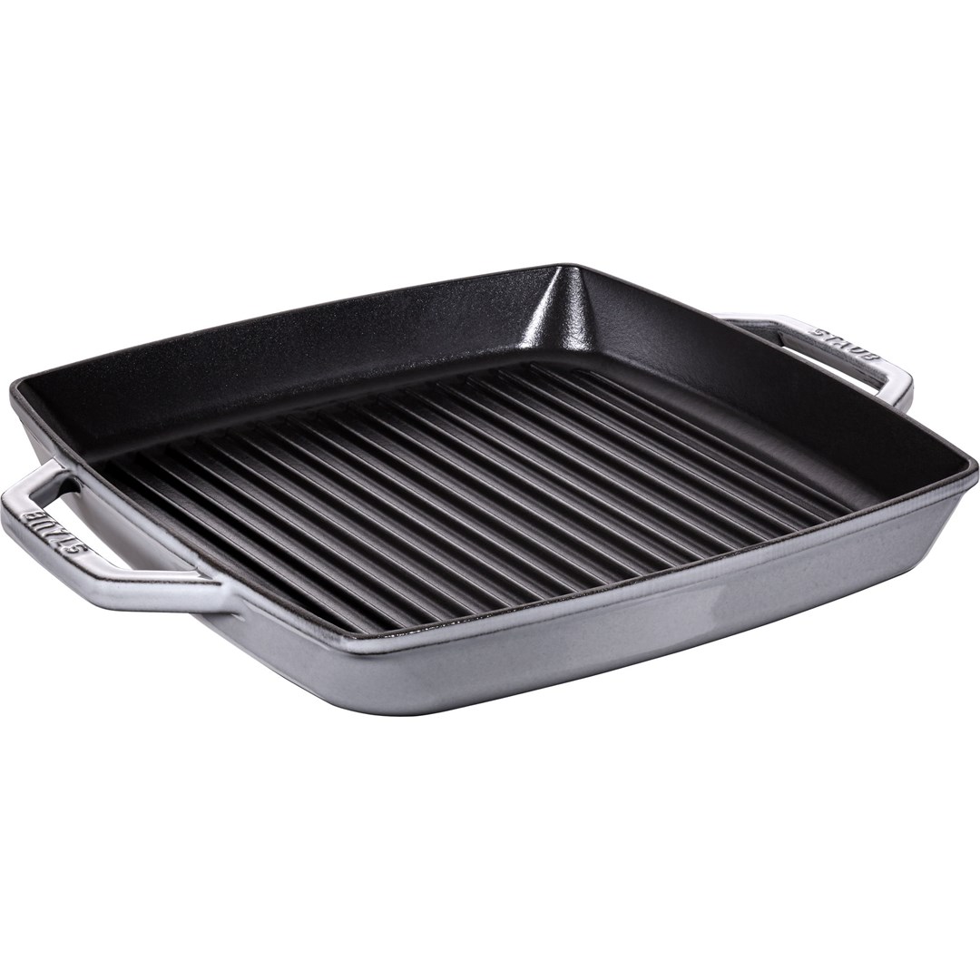 STAUB Square cast iron grill pan with two handles 33 cm, graphite STAUB Square cast iron grill pan with two handles 33 cm, graphite