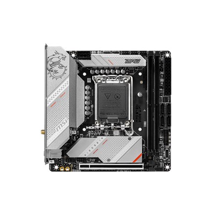 MSI | MPG B760I EDGE WIFI | Processor family Intel | Processor socket LGA1700 | DDR5 DIMM | Memory slots 2 | Supported hard disk drive interfaces SATA, M.2 | Number of SATA connectors 4 | Chipset Intel B760 | Mini-ITX MSI | MPG B760I EDGE WIFI | Processor family Intel | Processor socket LGA1700 | DDR5 DIMM | Memory slots 2 | Supported hard disk drive interfaces SATA, M.2 | Number of SATA connectors 4 | Chipset Intel B760 | Mini-ITX