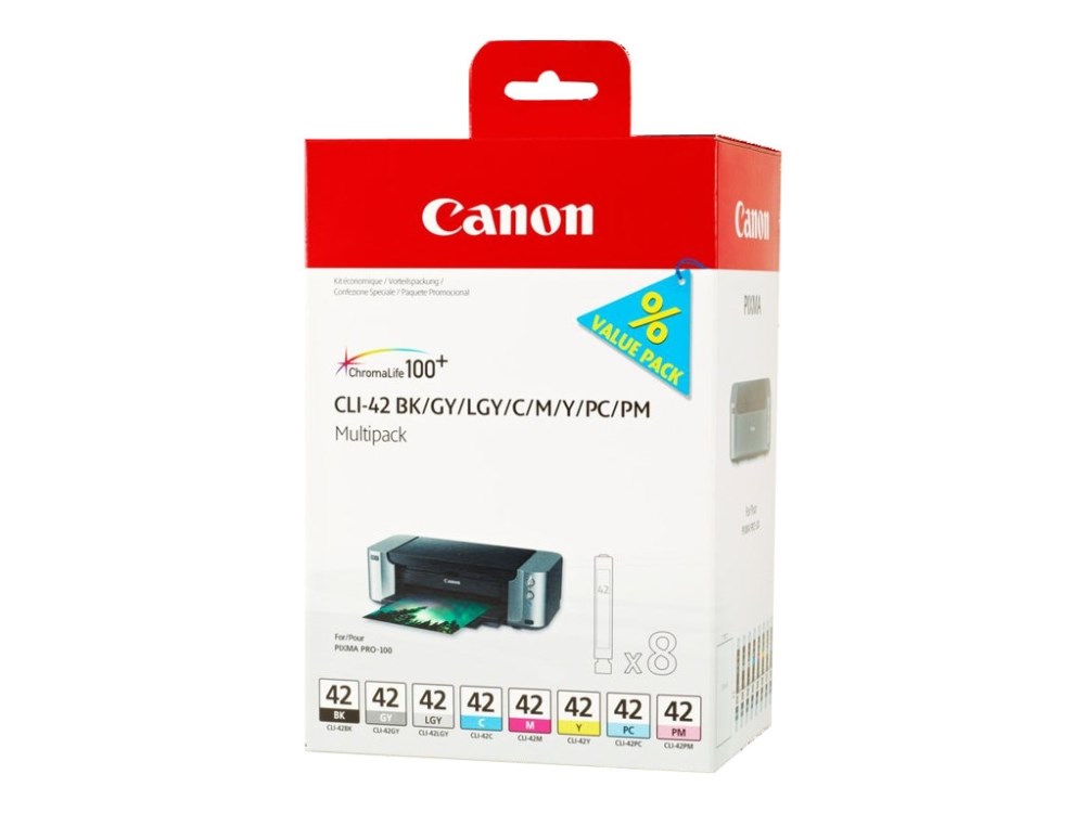 Canon CLI-42 BK/GY/LGY/C/M/Y/PC/PM 8 Ink Cartridge Multipack Canon CLI-42 BK/GY/LGY/C/M/Y/PC/PM 8 Ink Cartridge Multipack