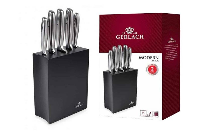 GERLACH. SET OF KNIVES IN A BLOCK OF 5 pcs. MODERN BLACK %%% GERLACH. SET OF KNIVES IN A BLOCK OF 5 pcs. MODERN BLACK %%%