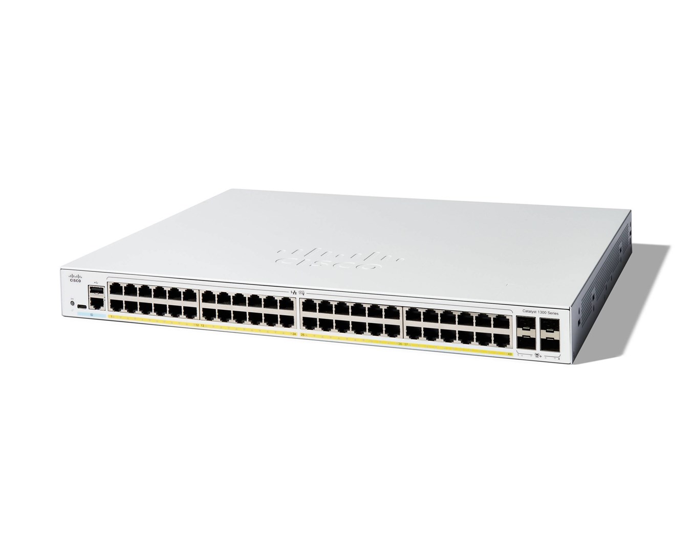 Cisco Catalyst 1300-48P-4X Managed Switch, 48 Port GE, PoE, 4x10GE SFP+, Limited Lifetime Protection (C1300-48P-4X) Cisco Catalyst 1300-48P-4X Managed Switch, 48 Port GE, PoE, 4x10GE SFP+, Limited Lifetime Protection (C1300-48P-4X)