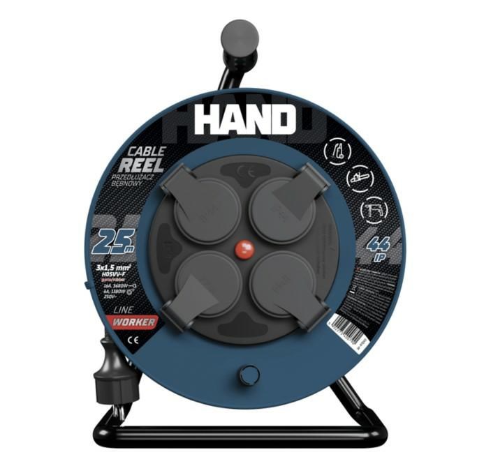 HAND EXTENSION CABLE REEL 30m 3x1.5mm 16A / 3680W / IP44 HAND EXTENSION CABLE REEL 30m 3x1.5mm 16A / 3680W / IP44