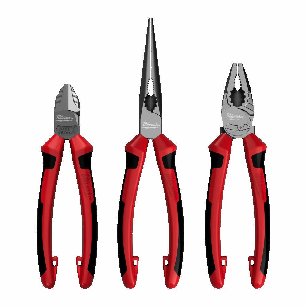 MILWAUKEE PLIERS SET 3pcs. (UNIVERSAL 180mm, SIDE 160mm, LONG 205mm) MILWAUKEE PLIERS SET 3pcs. (UNIVERSAL 180mm, SIDE 160mm, LONG 205mm)