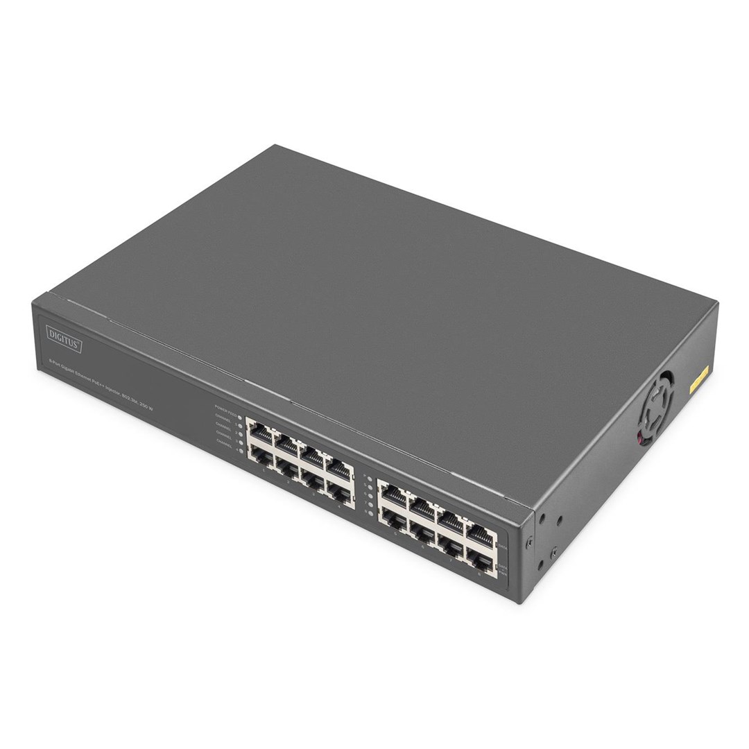 Digitus 8-Port Gigabit Ethernet PoE Injector, 802.3bt, 250 W Digitus 8-Port Gigabit Ethernet PoE Injector, 802.3bt, 250 W