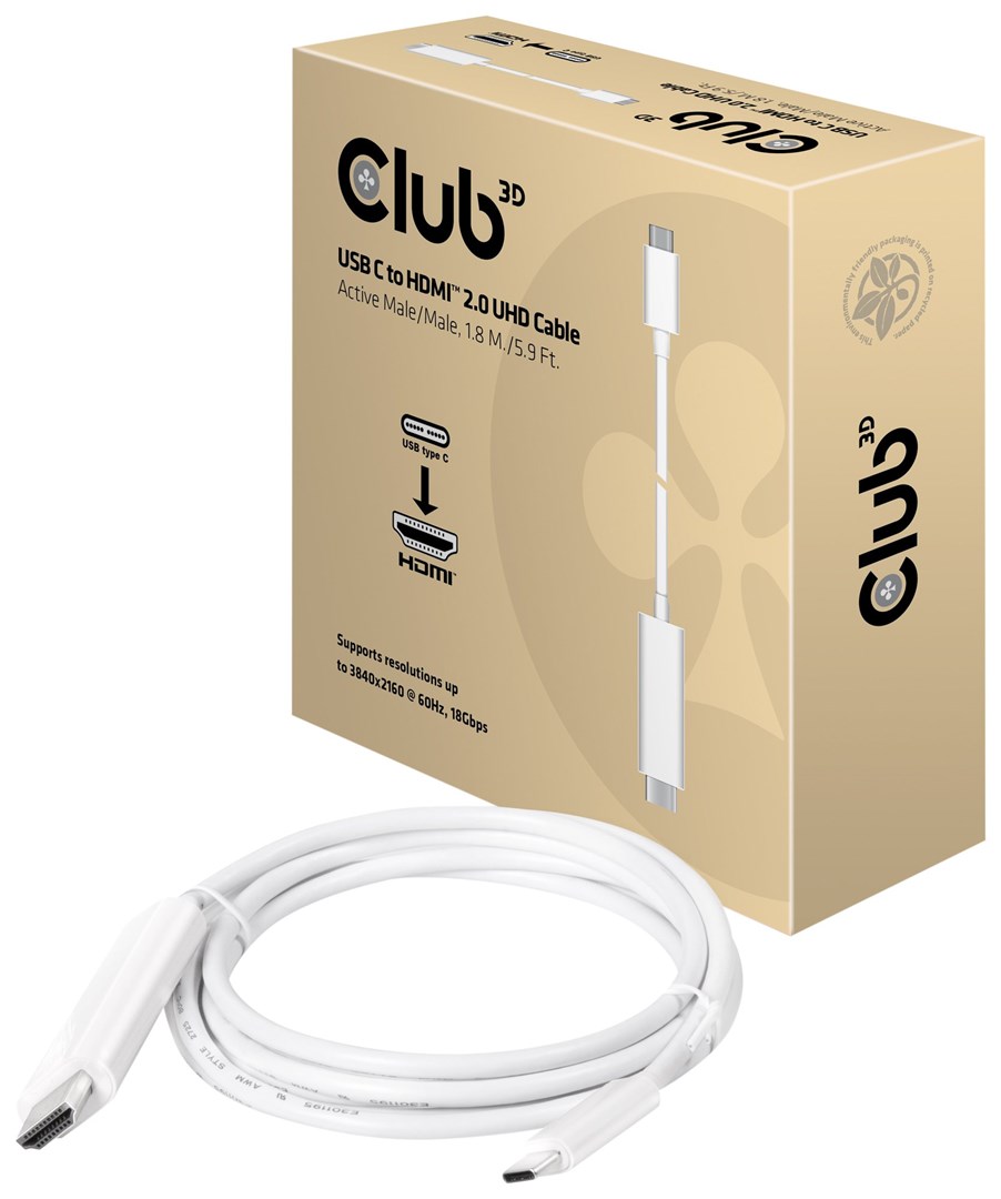 CLUB3D USB C to HDMI™ 2.0 UHD Cable Active 1.8 M./5.9 Ft. CLUB3D USB C to HDMI™ 2.0 UHD Cable Active 1.8 M./5.9 Ft.