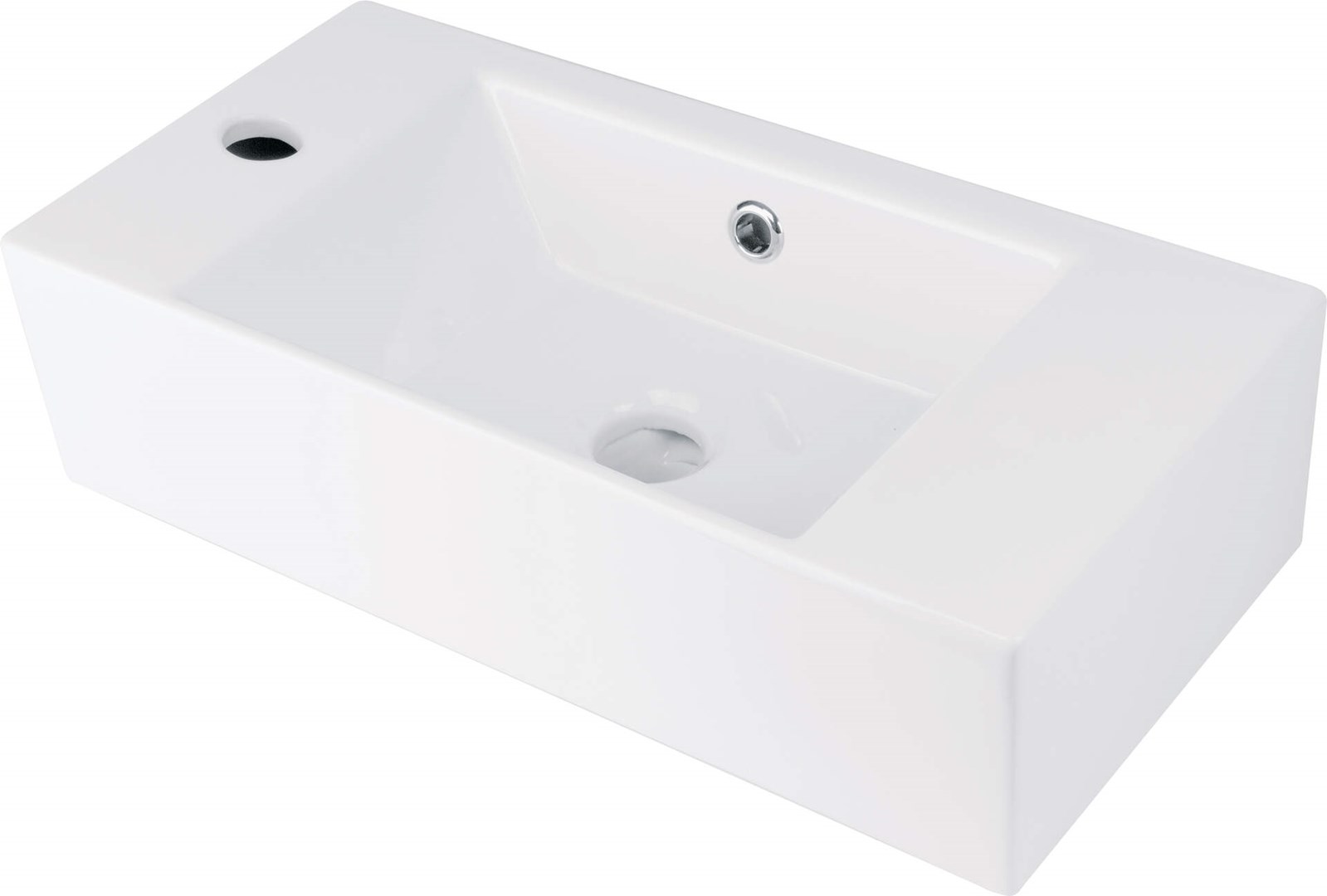 Countertop ceramic washbasin with space for a tap - left Countertop ceramic washbasin with space for a tap - left