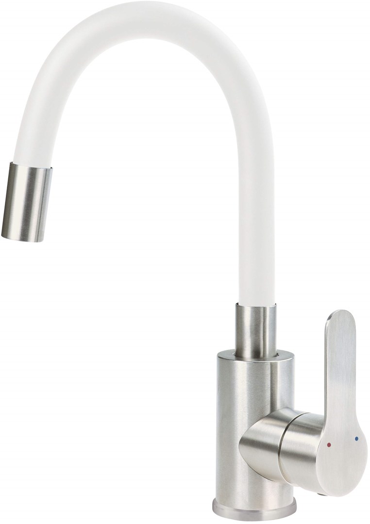 Washbasin mixer with curved spout Washbasin mixer with curved spout