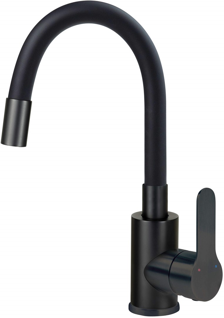 Washbasin mixer with curved spout Washbasin mixer with curved spout