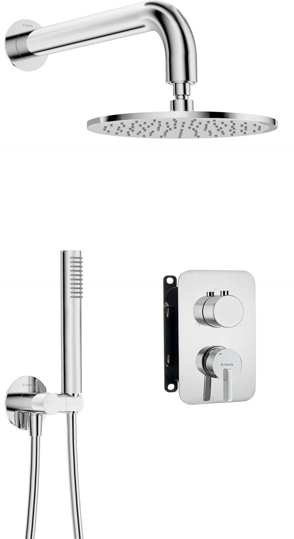 Concealed shower set with mixer box - with overhead shower Concealed shower set with mixer box - with overhead shower