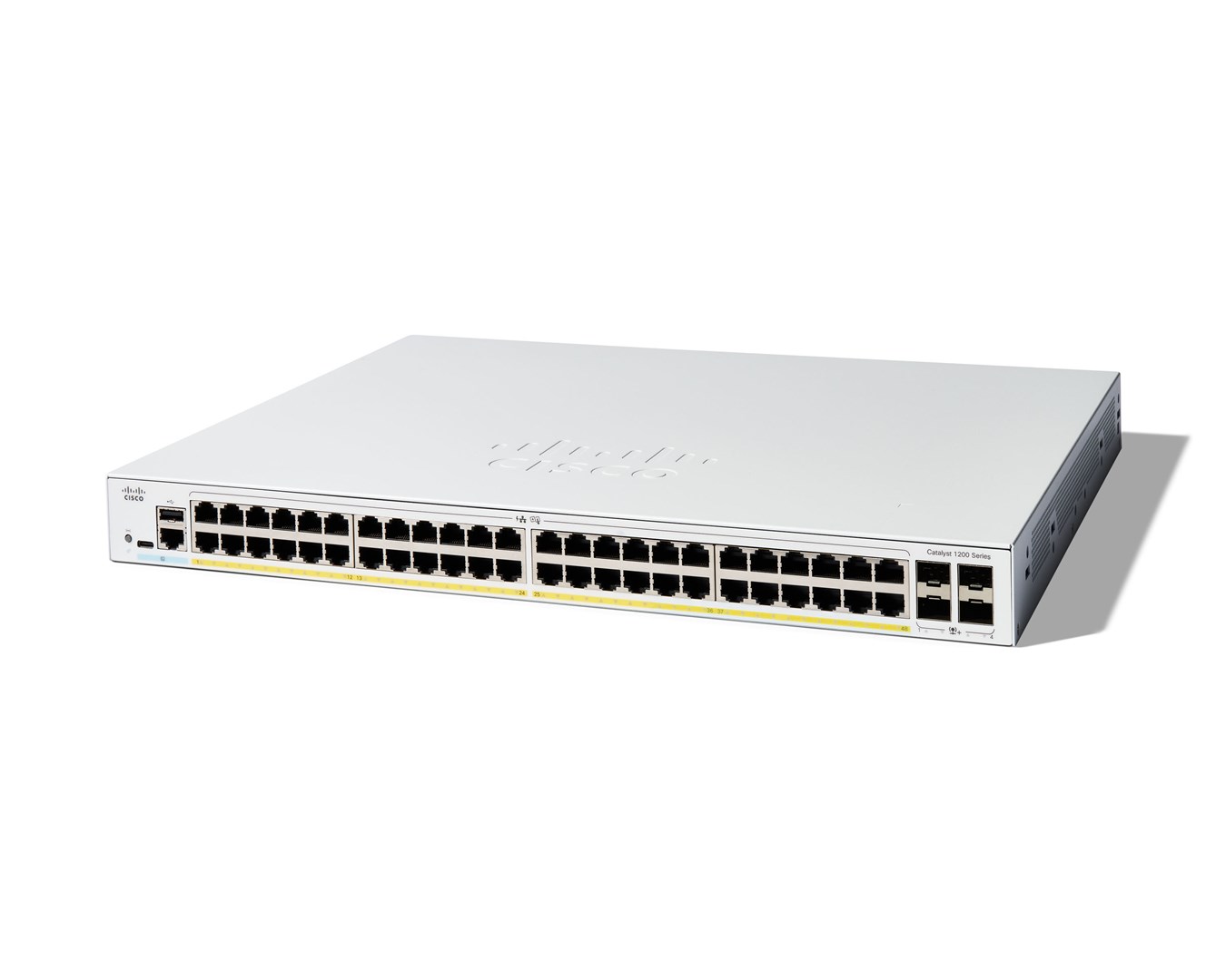 Cisco Catalyst 1200-48P-4X Smart Switch, 48 Port GE, PoE, 4x10GE SFP+, Limited Lifetime Protection (C1200-48P-4X) Cisco Catalyst 1200-48P-4X Smart Switch, 48 Port GE, PoE, 4x10GE SFP+, Limited Lifetime Protection (C1200-48P-4X)