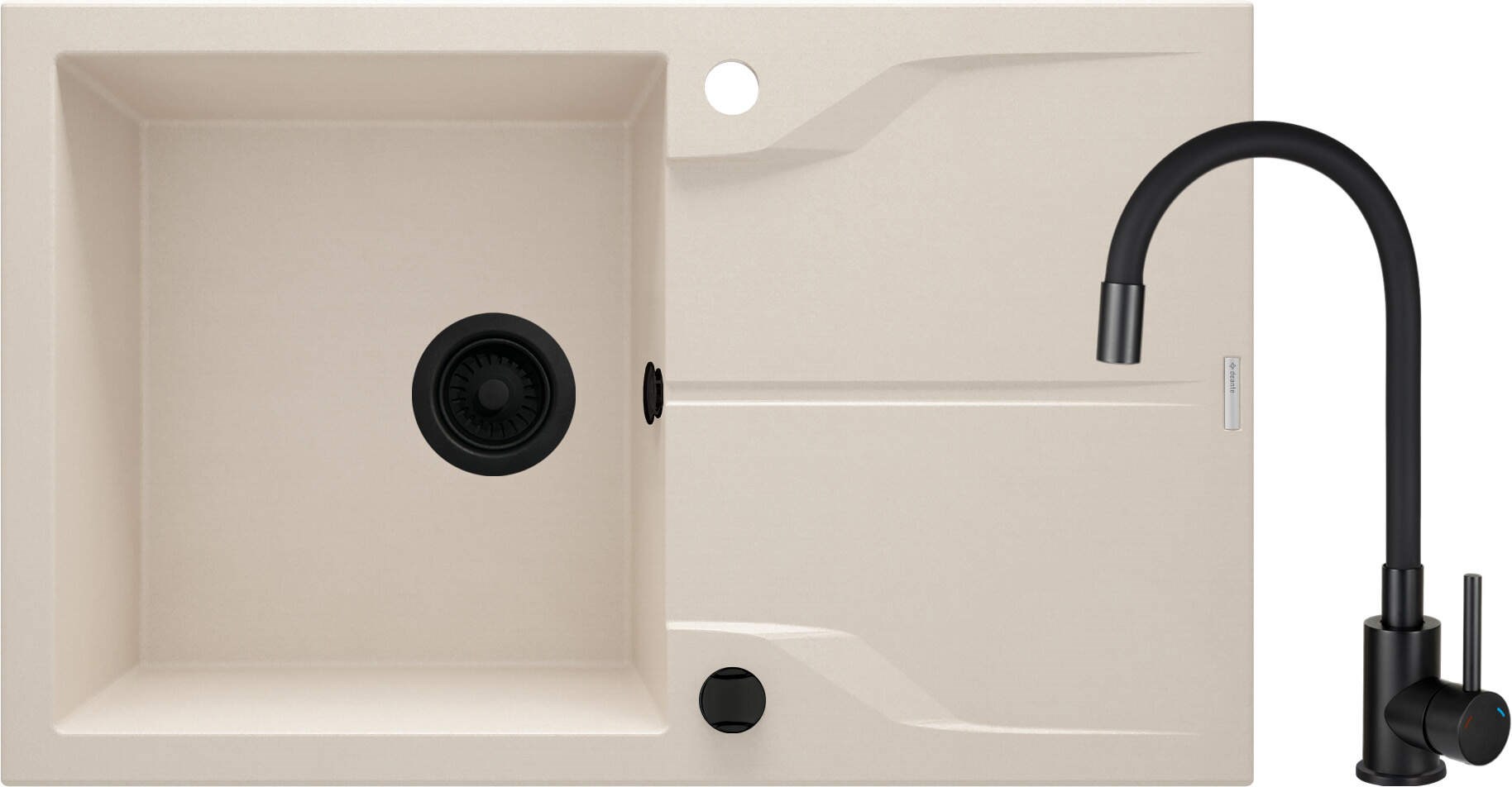 Granite sink with 1-bowl faucet with drainer Granite sink with 1-bowl faucet with drainer