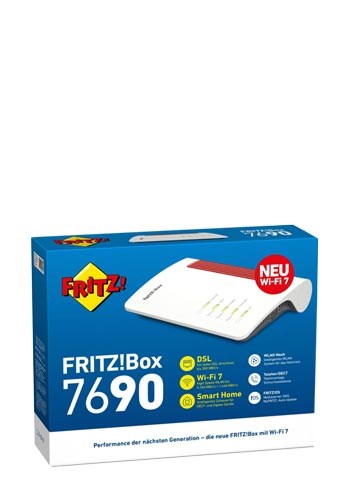 Box FRITZ! 7690 wireless router 2.5 Gigabit Ethernet Dual-band (2.4 GHz / 5 GHz) White Box FRITZ! 7690 wireless router 2.5 Gigabit Ethernet Dual-band (2.4 GHz / 5 GHz) White