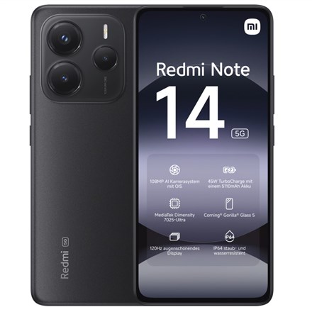 Xiaomi Redmi Note 14 5G 16.9 cm (6.67") Hybrid Dual SIM USB Type-C 6 GB 128 GB 5110 mAh Black Xiaomi Redmi Note 14 5G 16.9 cm (6.67") Hybrid Dual SIM USB Type-C 6 GB 128 GB 5110 mAh Black