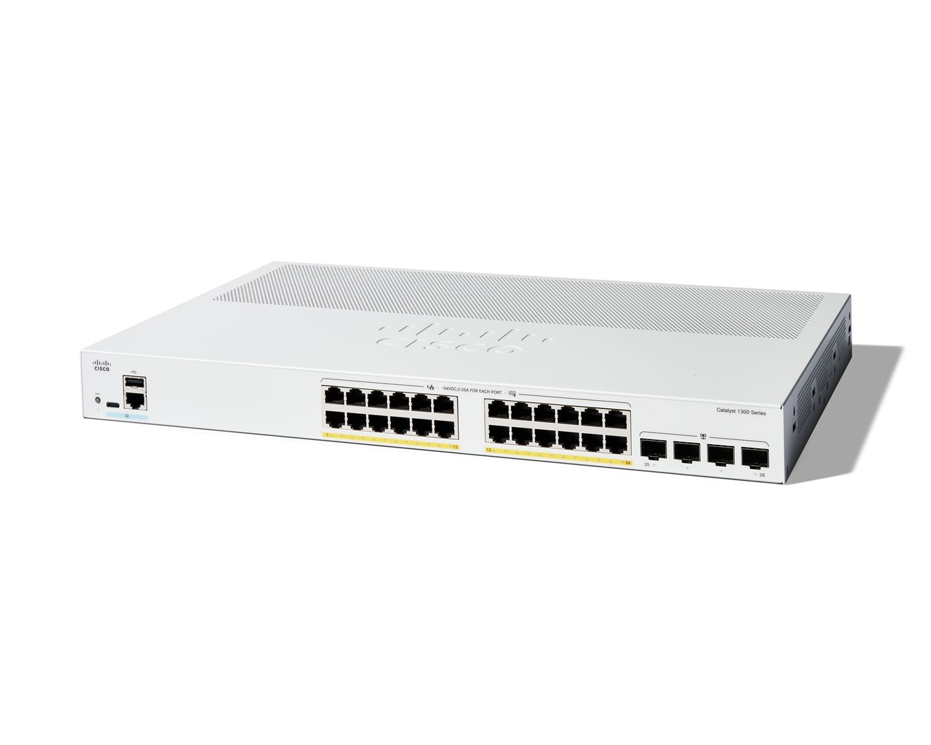 Cisco Catalyst 1300-24P-4G Managed Switch, 24 Port GE, PoE, 4x1GE SFP, Limited Lifetime Protection (C1300-24P-4G) Cisco Catalyst 1300-24P-4G Managed Switch, 24 Port GE, PoE, 4x1GE SFP, Limited Lifetime Protection (C1300-24P-4G)