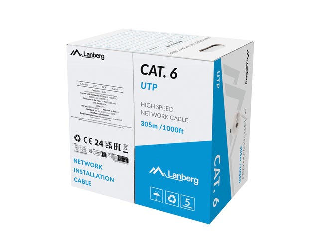 LAN CABLE UTP category 6 305 meters wire CCA grey FLUKE PASSED by LANBERG LAN CABLE UTP category 6 305 meters wire CCA grey FLUKE PASSED by LANBERG