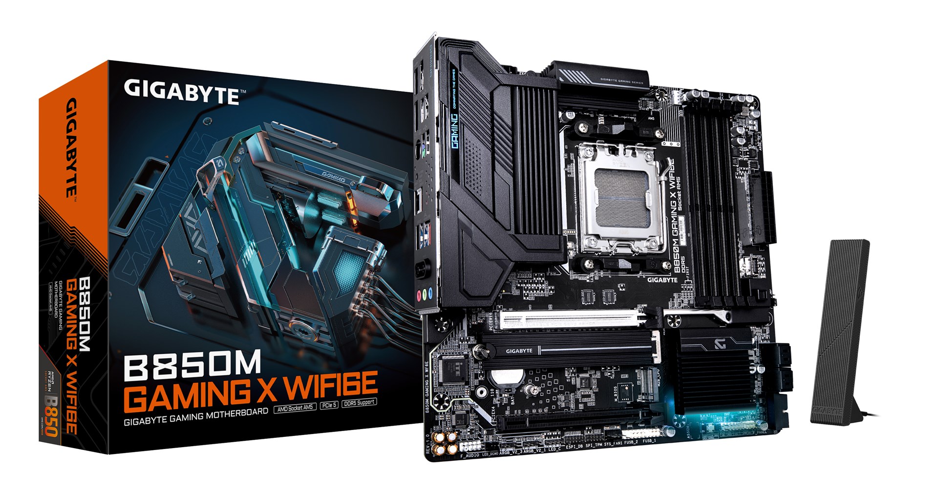 GIGABYTE B850M GAMING X WIFI6E Motherboard - AMD Ryzen 9000 Series CPUs, 10+2+2 Phases Digital VRM, up to 8200MHz DDR5 (OC), 1xPCIe 5.0 + 1xPCIe 4.0 M.2, 2.5LAN, WIFI 6E, USB 3.2 Gen 2 GIGABYTE B850M GAMING X WIFI6E Motherboard - AMD Ryzen 9000 Series CPUs, 10+2+2 Phases Digital VRM, up to 8200MHz DDR5 (OC), 1xPCIe 5.0 + 1xPCIe 4.0 M.2, 2.5LAN, WIFI 6E, USB 3.2 Gen 2