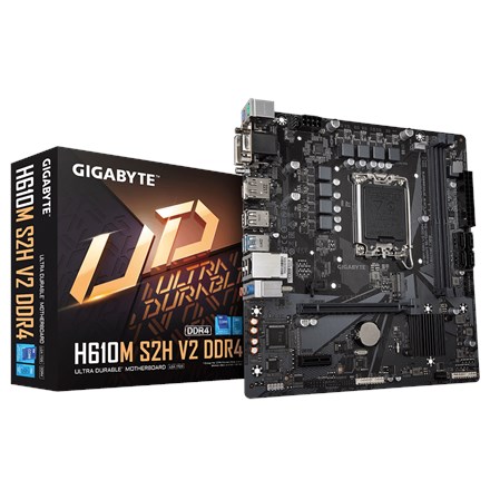 GIGABYTE H610M S2H V2 DDR4 Motherboard - Supports Intel Core 14th CPUs, 6+1+1 Hybrid Phases Digital VRM, up to 3200MHz DDR4 (OC), 1xPCIe 3.0 M.2, GbE LAN, USB 3.2 Gen 1 GIGABYTE H610M S2H V2 DDR4 Motherboard - Supports Intel Core 14th CPUs, 6+1+1 Hybrid Phases Digital VRM, up to 3200MHz DDR4 (OC), 1xPCIe 3.0 M.2, GbE LAN, USB 3.2 Gen 1