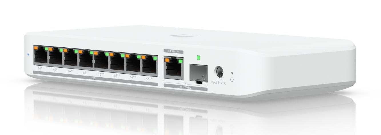 Ubiquiti USW-Flex-2.5G-8-PoE Switch | 8x 2.5GbE RJ45, 1x 10GbE SFP+, 196W Ubiquiti USW-Flex-2.5G-8-PoE Switch | 8x 2.5GbE RJ45, 1x 10GbE SFP+, 196W