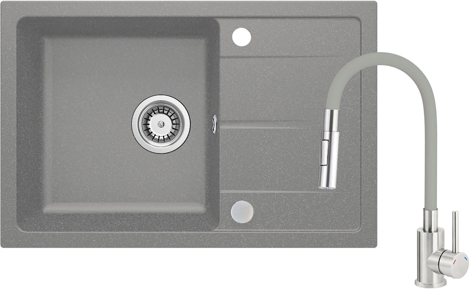 Granite sink with flexible spout faucet Granite sink with flexible spout faucet