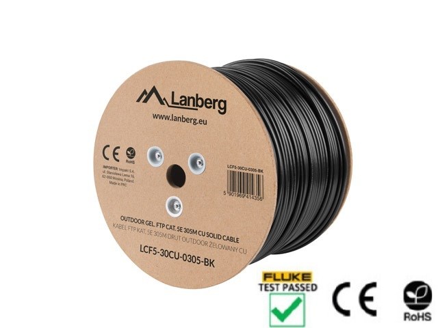 Lanberg LCF5-30CU-0305-BK networking cable Black 305 m Cat5e F/UTP (FTP) Lanberg LCF5-30CU-0305-BK networking cable Black 305 m Cat5e F/UTP (FTP)