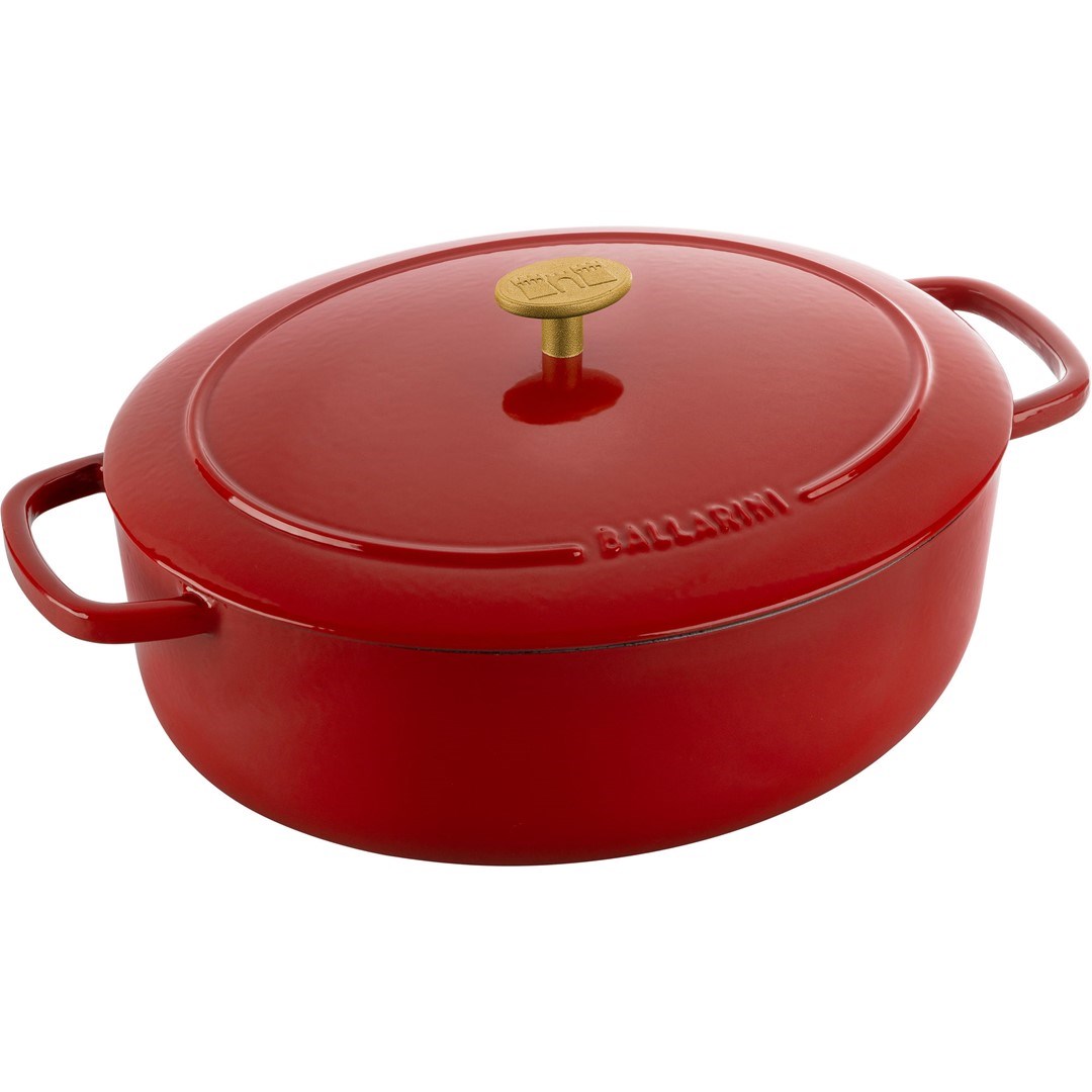 Ballarini Bellamonte Oval Cast Iron Pot - Red, 5.5 ltr Ballarini Bellamonte Oval Cast Iron Pot - Red, 5.5 ltr