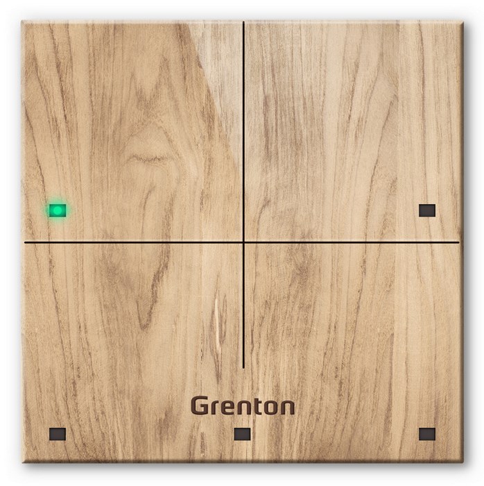 Grenton touch panel / 4 touch fields / TF-Bus / light wooden front Grenton touch panel / 4 touch fields / TF-Bus / light wooden front