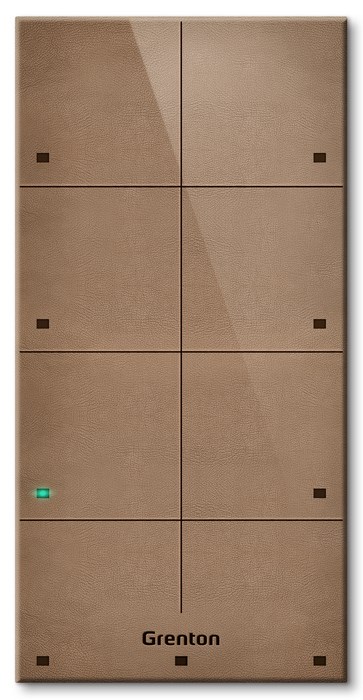 Grenton touch panel / 8 touch zones / TF-Bus / bright, natural leather front Grenton touch panel / 8 touch zones / TF-Bus / bright, natural leather front