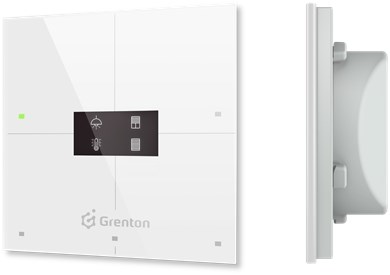 Grenton smart panel / 4 touch fields / OLED / TF-Bus display / white glass front Grenton smart panel / 4 touch fields / OLED / TF-Bus display / white glass front